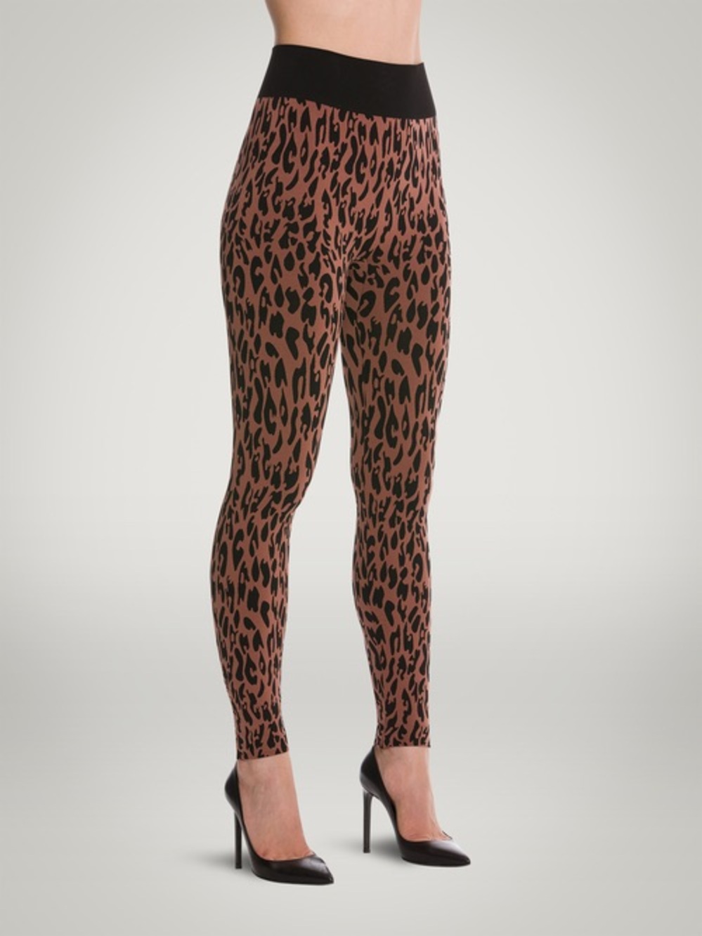 Wolford Leo leopard leggings in coffee/black